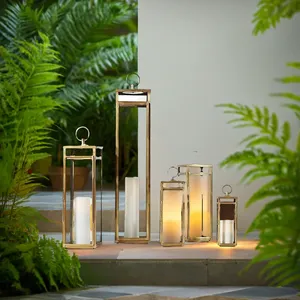 Portacandele <span class=keywords><strong>da</strong></span> <span class=keywords><strong>parete</strong></span> in vetro trasparente oro moderno lanterna nera per uragani porta candele per giardino all'aperto casa fattoria hotel lanterna - Product Image 5