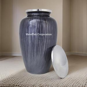 Pintura cepillada Aluminio sólido Clásico Negro Cremación Urnas Recuerdo para cenizas humanas Venta al por mayor Suministros funerarios Frascos de entierro Urnas - Product Image 2