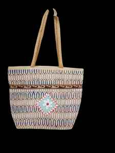 Bolso bordado de yute elegante y duradero Accesorio de compras de mano reutilizable - Product Image 3