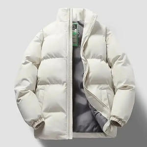 Veste de sport d'hiver haut de gamme pour hommes col montant épais manches longues fermeture à glissière toile teintée en coton style rue haute - Product Image 3