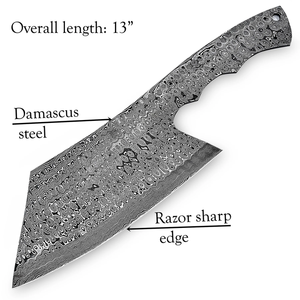 Professional Custom Handmade Damascus Cleaver Knife Carbon Steel Blank Blade Cleaver - Product Image 3