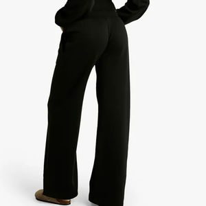 Venta al por mayor personalizado negro de las mujeres de cintura profunda Joggers de pierna recta Terry Fleece suave pantalones de chándal de las mujeres pantalones de las mujeres y pantalones - Product Image 6