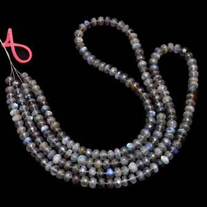 Labradorite naturelle 6mm-7mm perles de rondelle à facettes | brin de 18 pouces | Labradorite pierres précieuses semi-précieuses perles en vrac pour bijoux - Product Image 3