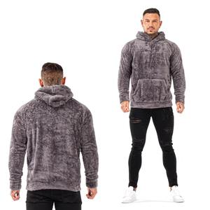 High Quality Winter Warm Custom <b>Mens</b> Zip Collar Oversized <b>Sherpa</b> <b>Fleece</b> Lined Zipper Hoodie Blanket Oversized Comfy <b>Sherpa</b> Blank - Product Image 6