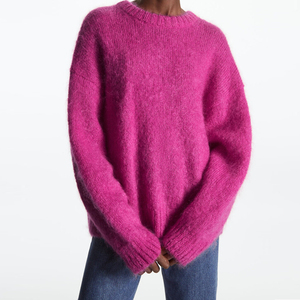 Suéter de Mohair de mujer de manga larga suave y cálido para invierno moda transpirable de punto cálido ropa informal transpirable suéteres de Mohair - Product Image 1