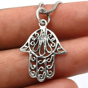 Hamsa รูปทรงมือช่างอินเดียดูเครื่องประดับทํามือ 925 เงินสเตอร์ลิงขายส่งราคาโรงงานผู้ผลิตจํานวนมากผลิตในอินเดีย - Product Image 5