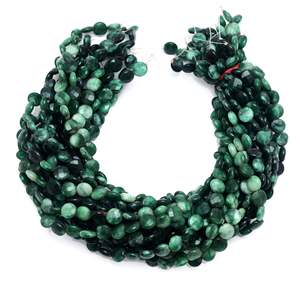 Kamal Gems AAA Grade Coin-Shaped Onyx <b>Beads</b> 15 Inches Dark Green Turquoise Coral Crystal Quartz <b>Stone</b> <b>Beads</b> for Jewelry Making - Product Image 1