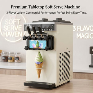 Petite machine à glaces molles et sorbets de table pour usage commercial, 3 saveurs, <span class=keywords><strong>en</strong></span> acier inoxydable, <span class=keywords><strong>électrique</strong></span> automatique pour utilisation sur comptoir - Product Image 1