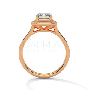 Conception personnalisée à la mode en argent Sterling 925 taille émeraude Halo avec pavé Moissanite diamant Solitaire bague de fiançailles pour les femmes - Product Image 6