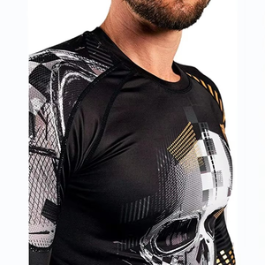 Unisex Compression MMA Rash Guard with Sublimation <b>Printing</b> Custom Logo Plain Pattern Short Sleeve Fabric OEM Design - Product Image 3