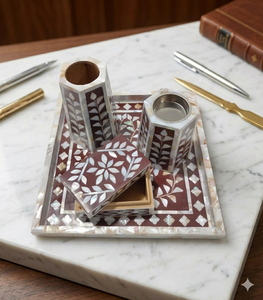 Madre perla Mubkhar conjunto jarrón hueso incrustaciones bandeja conjunto caja quemador incienso Bakhoor Color personalizado Candid Manufacturing Co regalar - Product Image 1