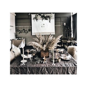 New Merry Christmas Ornament Embroidered Grey Colour Pattern Waterproof Pure Cotton Linen Home Kitchen Decorative Table Cloths - Product Image 5