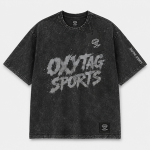 เสื้อยืดคอตตอนหนาน้ำหนักมากทรงโอเวอร์ไซส์ลายกราฟิกสีดำสไตล์วินเทจสตรีทแวร์แขนสั้นสำหรับผู้ชายและผู้หญิง - Product Image 1