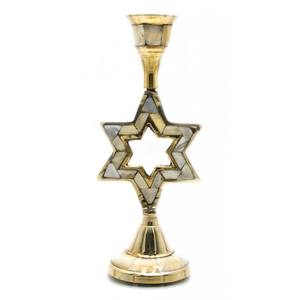 Vintage <b>Brass</b> and Mother of Pearl Inlay <b>Candlestick</b> <b>Holders</b> for Living Room Table Candle <b>Holder</b> - Product Image 3