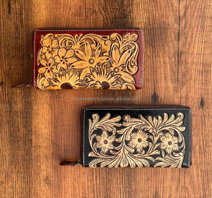 Nouveau portefeuille occidental en cuir repoussé à la main pour femmes porte-carte de crédit en cuir véritable de haute qualité et portefeuille de téléphone - Product Image 3