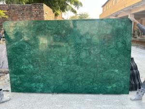 Grande dalle de marbre serpentin vert poli imperméable et durable pour la finition de surface de villa - Product Image 3