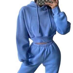 Conjunto de 2 piezas personalizable de alta calidad para mujer, jersey con capucha, pantalones de chándal, tejido de punto estampado, trajes informales para mujer - Product Image 3