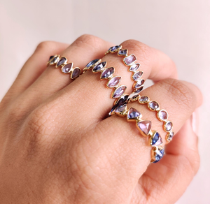 Impressionnant regarder l'argent incroyable plaqué or bleu Quartz pierre précieuse forme ronde anneau 4X6mm lunette ensemble avec ensemble de bijoux de mode pour - Product Image 4