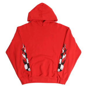 Trendy Fashion Men's <b>Red</b> Hoodie Color-blocked Pullover Hooded Cotton Blended Sweatshirt Basics <b>Top</b> For Men - Product Image 1