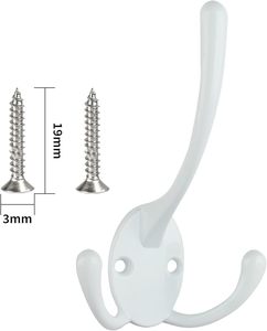 ตะขอแขวนเสื้อโค้ทสามง่ามสำหรับงานหนักสีขาวตะขอคู่12สกรูวัสดุอลูมิเนียมไม้สำหรับเสื้อผ้าขนาดใหญ่ - Product Image 1