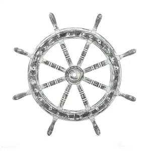 High Quality Classic <b>Wooden</b> Ship Wheel Nautical Maritime Brass Steering Wall Decorative Business Gift Marine Supplies - Product Image 2