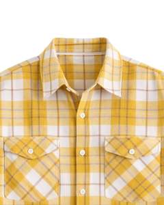 Camisa a Cuadros para Hombre, Manga Larga, Estilo Casual de Franela, Color Amarillo Mostaza y Blanco, Fabricante Personalizado, Venta al por Mayor, OEM - Product Image 5