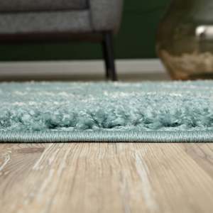 Moroccan Duck Egg Blue Shaggy Rug 550 Machine Made <b>Plush</b> Living Room Carpet <b>Large</b> Rectangle Hallway Rug - Product Image 5