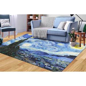 Starry Night Printed Rug, Famous <b>Van</b> Gogh Art Rug for Living Room,With Pile Soft Rug - Product Image 1