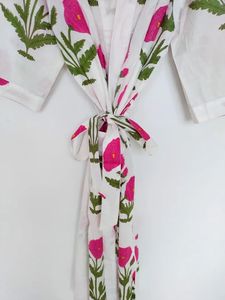 Women Kimono Cotton Kimono Robe Comfortable Nightwear Dress Bridesmaid Robe Dressing Gown Beachwear Indian Handmade Robe - Product Image 4
