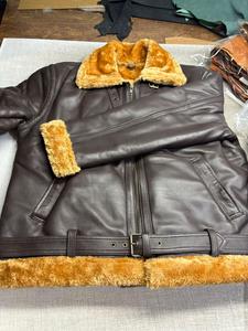Veste en cuir véritable RAF B3 Flight Shearling en peau de mouton véritable marron, style aviateur vintage, cockpit, pour homme - Product Image 5