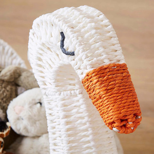 Elegant Swan Shaped Rattan <b>Storage</b> Basket, White Handwoven Wicker Organizer for <b>Baby</b> Room - Product Image 2