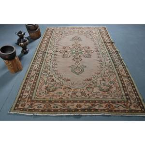 Traditional Beige Brown Vintage Turkish <b>Rug</b> 5.6x8.7ft Classic Rectangle Pattern for Bedroom Living Room Hallway-<b>Bedside</b> <b>Rug</b> - Product Image 1