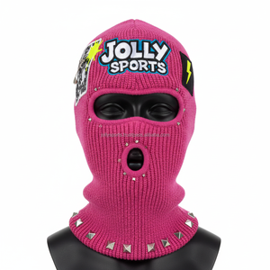 Pasamontañas para Mujer, Tejido Acrílico Suave de 350 GSM, Color Rosa Intenso, Elegante, con Parches Decorativos, Logotipo Personalizado, Bordado, Diseño Impreso - Product Image 1