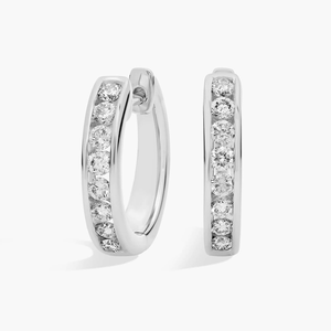 Royal 925 Silver Lab Grown Diamond Hoop Pendientes Elegante Sparkling Everyday Jewelry con piedras de corte redondo brillante para mujeres - Product Image 1