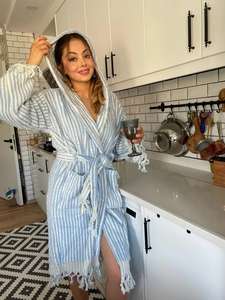 <b>Striped</b> Turkish Peshtemal Hammam <b>Bath</b> <b>Towel</b> 100% Cotton Waffle Quick-Dry Absorbent Summer 100x180cm 900gr Made in Turkey - Product Image 3