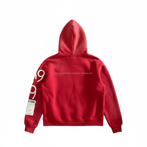 Vente en gros de sweats à capuche surdimensionnés en coton épais avec broderie vintage, logo imprimé et motifs graphiques d'hiver - Product Image 5