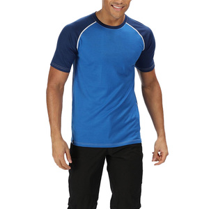 Camiseta personalizada de poliéster para hombre, ropa deportiva transpirable de secado rápido para gimnasio y fitness, con bloque de color, servicio OEM - Product Image 1