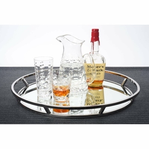 Bandeja de servicio geométrica dorada moderna con base de espejo y diseño en capas, perfecta para exhibir artículos y accesorios decorativos - Product Image 6