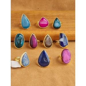 Stylish Gold-Plated Fashion <b>Rings</b> with Vibrant Gemstone Accents for Resale Appeal - Product Image 1
