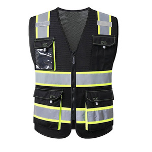 Best 100% Polyester Casual Safety <b>Vest</b> <b>Reflective</b> Zipper Side Pockets Waterproof Breathable Outerwear for Worker Night Security - Product Image 1