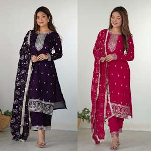 Costume Salwar hautement recommandé avec des couleurs vives assorties de Dupatta Exquisite Handwork disponibles en vrac à des prix compétitifs - Product Image 6