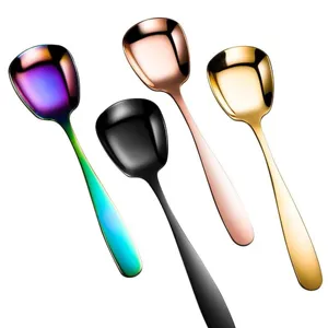 亚马逊最畅销的多色豪华诱人定制标志不锈钢4件套勺子上菜餐具