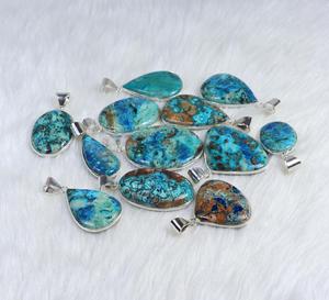 Shattuckite จี้เงินชุบเครื่องประดับขายส่งจี้สีฟ้าสร้อยคออัญมณี shattuckite - Product Image 3