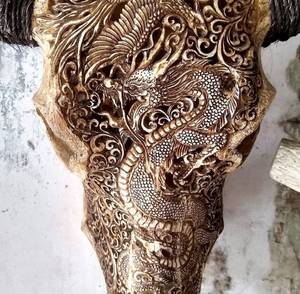 Crânes de buffle et de bélier artisanaux avec cornes Décoration murale et support artisanal exquis avec élégance culturelle - Product Image 4