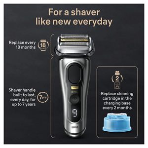 Kit de Afeitadora Eléctrica con Cabezal Rotatorio Lavable de Doble y Triple Cuchilla, Interfaz de Limpieza y Repuesto para Afeitado - Product Image 4