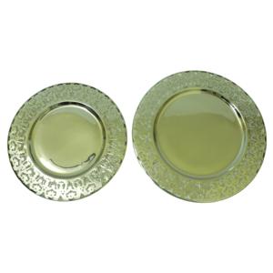 Acabado dorado Hotel Mesa Servidor de alimentos Salver Dulces platos de cena Boda Cargador dorado Placa Borde de cristal decorativo - Product Image 2