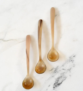 Vaisselle de table Ustensiles de cuisine Couverts Corne Poignée brune Couverts Cuillère Design fait main Forme incurvée Écologique - Product Image 5