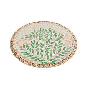 Manteles Individuales de Ratán con Incrustaciones de Madreperla, Diseño Floral Clásico, Hechos a Mano, Ecológicos y Personalizables, Accesorios de Decoración para Mesa - Product Image 1