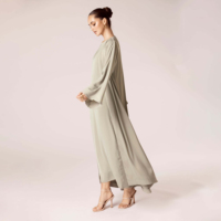 Derniers modèles d'abaya robe abaya pour femme arabe Abaya pour femme musulmane burqa couleur unie double robe col rond Ensemble 2 pièces