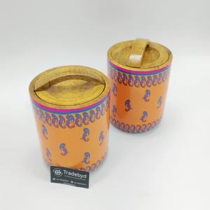 Tarro elegante hermético de madera con estampado de esmalte para frutos secos Tradebyd - Product Image 6